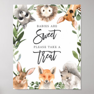 Poster Bois Animaux Baby showers Bébés sont doux signe