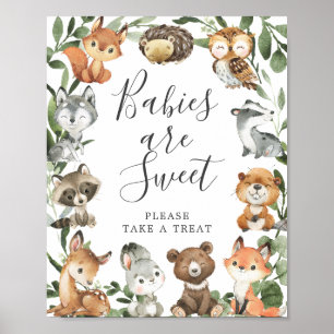 Poster Bois Animaux Baby showers Bébés sont doux signe