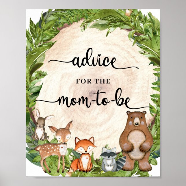 Poster Bois animaux bois Conseils pour la future maman (Devant)