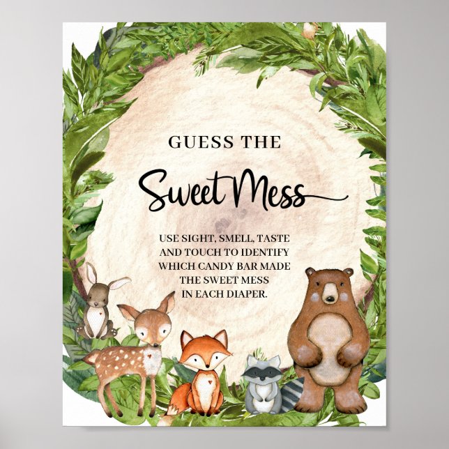 Poster Bois animaux bois Guess The Sweet Mess jeu (Devant)
