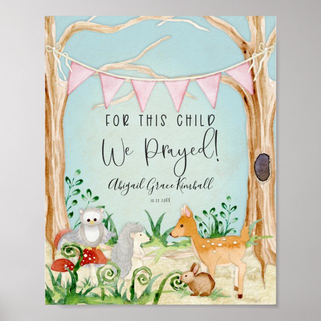 Poster Bois Animaux Cerf Hidgehog Hibou Baby Girl (Devant)