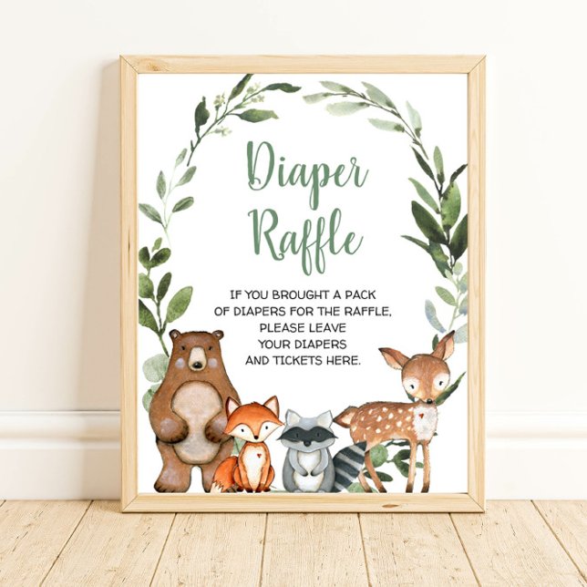 Poster Bois Animaux Moissonneuse baby shower du chapelet (Créateur téléchargé)