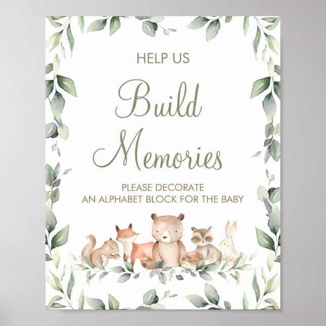 Poster Bois Animaux Végétation Décorer Baby Block Jeu (Devant)