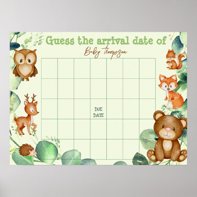 Poster Bois Animaux Verdure Eucalyptus Guess Game (Devant)