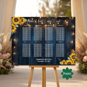 Poster Bois Bleu Éclairage 8 Tables Siège Mariage