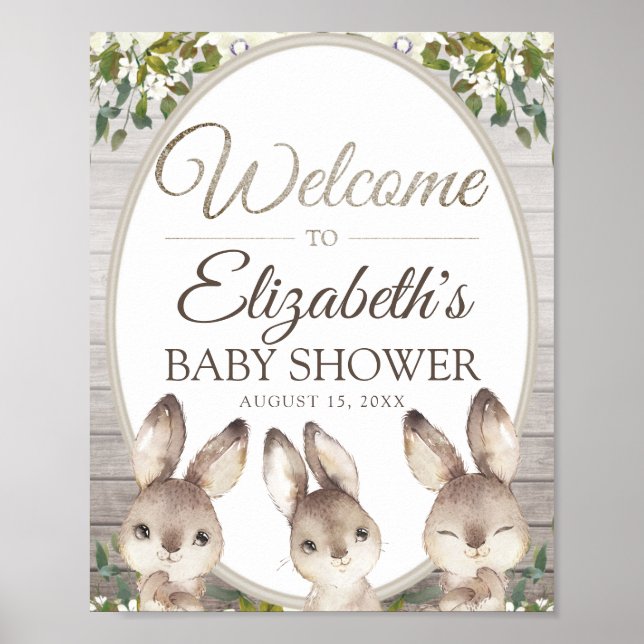 Poster Bois Bunny Genre Baby shower neutre Bienvenue (Devant)