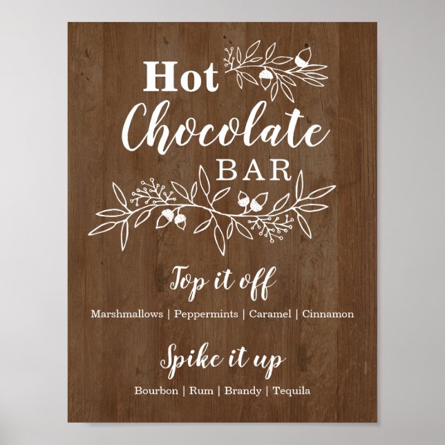 Poster Bois Chocolat Bar Menu Mariage (Devant)