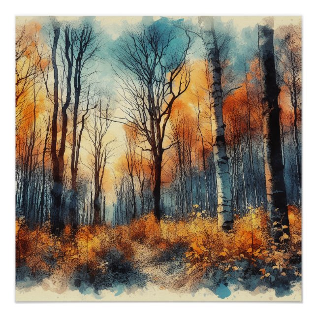Poster Bois D'Automne En Abstrait - AI - Oeuvre Artistiqu (Devant)