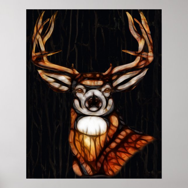 Poster Bois de bois Cerf rustique Pays Cabine Art unique (Devant)