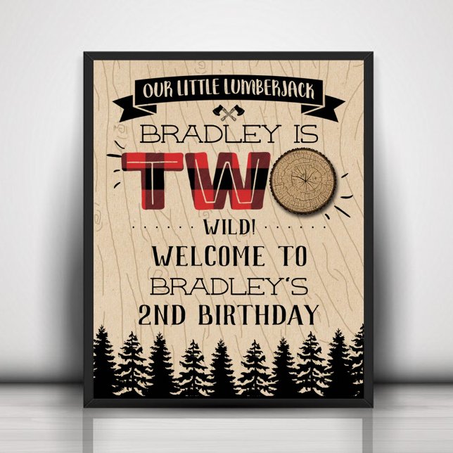 Poster Bois de bûcheron à plaies rustiques 2e anniversair (Créateur téléchargé)