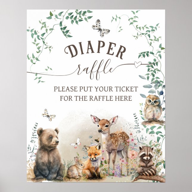 Poster Bois de forêt Baby shower de végétation (Devant)