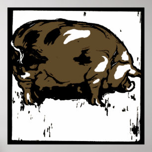 Poster Bois de l'État victorien Animaux de ferme Cochons