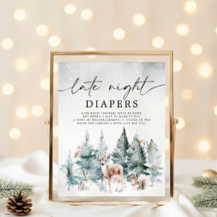 Poster Bois d'hiver Froid à l'extérieur des plongeurs de