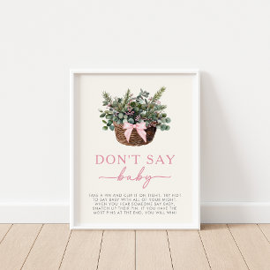 Poster Bois d'hiver ne pas dire Baby shower Jeu signe