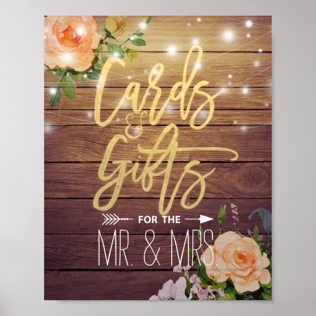 Poster Bois Floral Chaîne Lights Cartes Cadeaux Signal Ma (Devant)