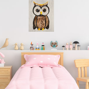 Poster Bois - Hibou aux grands yeux