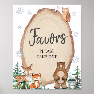 Poster Bois Hiver Onederland Anniversaire Faveurs