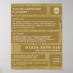 Poster Bois Jaune, Menuiserie, Publicité Carpenter