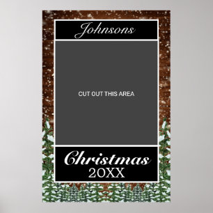 Poster Bois neigeux et forêt Joyeux Noël Photo Prop