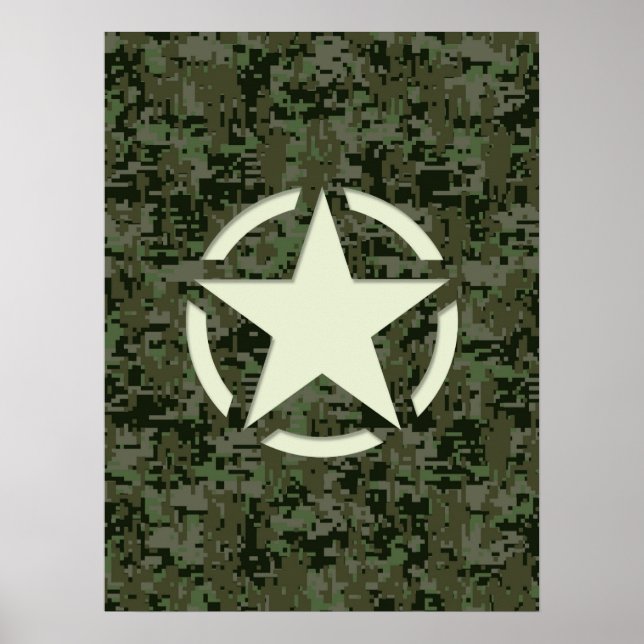 Poster Bois numérique Star Vintage Decal (Devant)