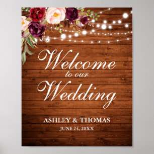 Poster Bois rustique Bourgogne Lumières Florales Mariage 