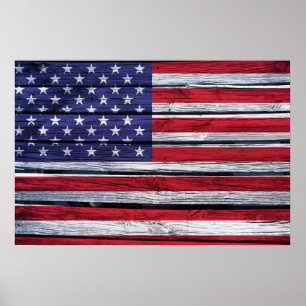 Poster Bois rustique de drapeau américain