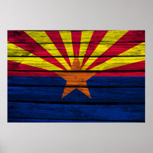 Poster Bois rustique de drapeau de l'Arizona