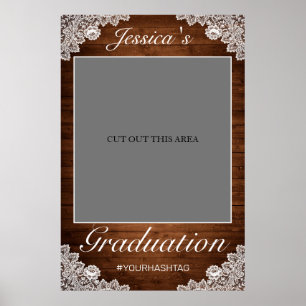 Poster Bois rustique et dentelle Graduation Photo Prop Fr