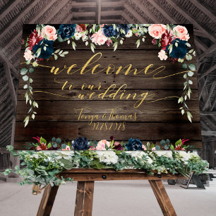 Poster Bois rustique Floral Or fantaisie Calligraphie Bie