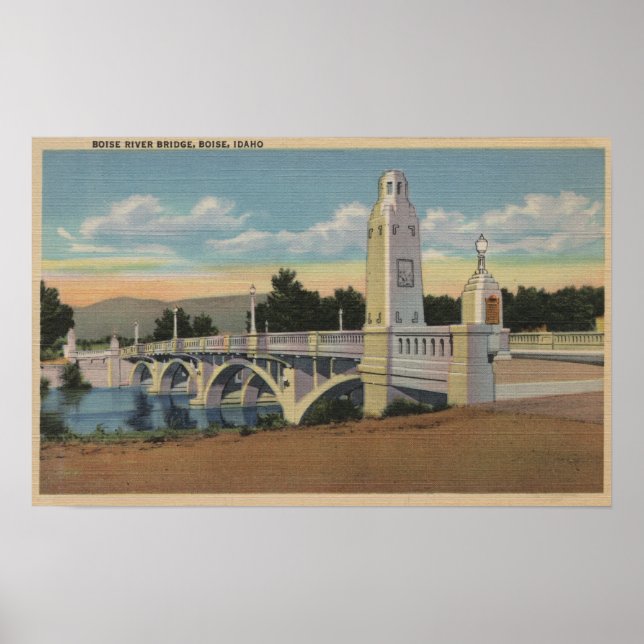 Poster Boise, ID - Vue du pont de la rivière Boise (Devant)