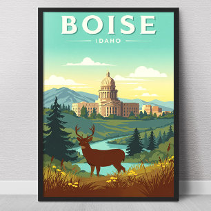 Poster Boise Idaho vintage