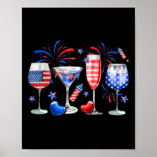 Poster Boisson à drapeau Peace 4 juillet