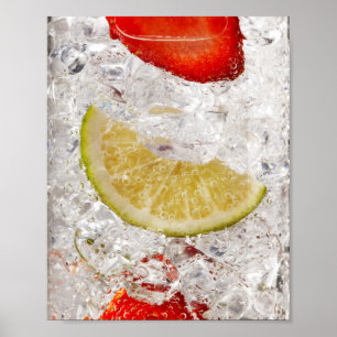 Poster Boisson au citron vert et fraise
