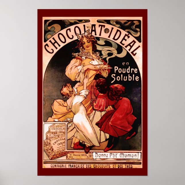 Poster Boisson Chocolat Chaud Publicité française Imprime (Devant)