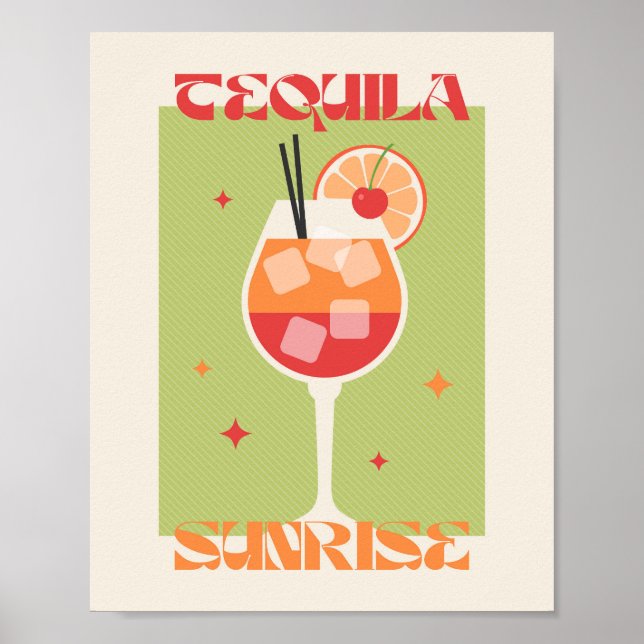 Poster boisson Cocktail art Tequila lever du solei (Devant)