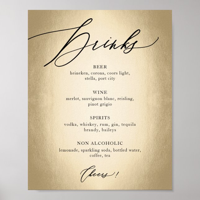 Poster Boisson de calligraphie et panneau de mariage à la (Devant)