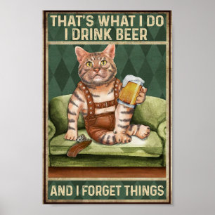 Poster Boisson de chat bière vintage