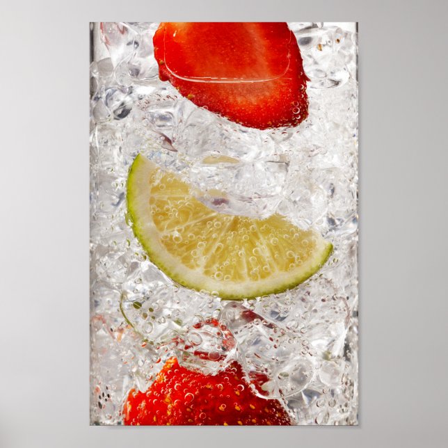 Poster Boisson de chaux de fraise (Devant)