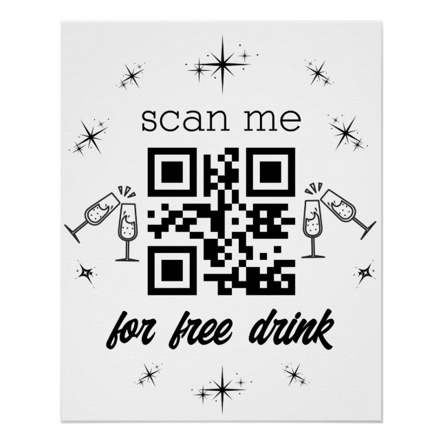Poster boisson gratuite code qr design moderne (Devant)