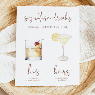 Poster Boisson signature Boho aquarelle CORIANDER Cocktai