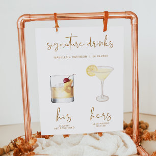 Poster Boisson Signature Cocktail Aquarelle Boho INDIE