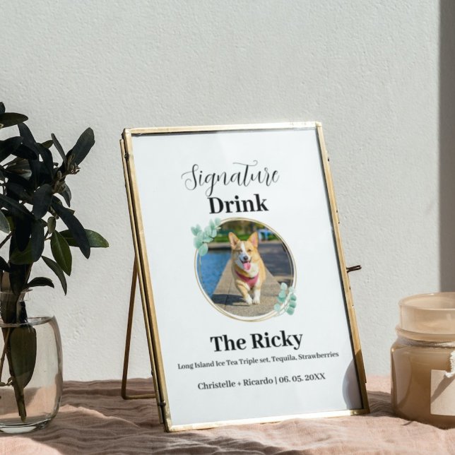 Poster Boisson signature de chien simple bar mariage Post (Créateur téléchargé)