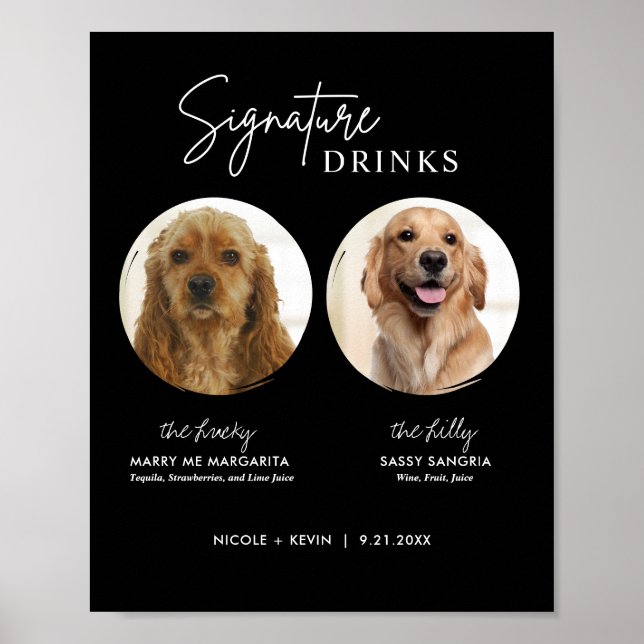 Poster Boisson Signée Chien Imprimable Panneau de Bar de  (Devant)