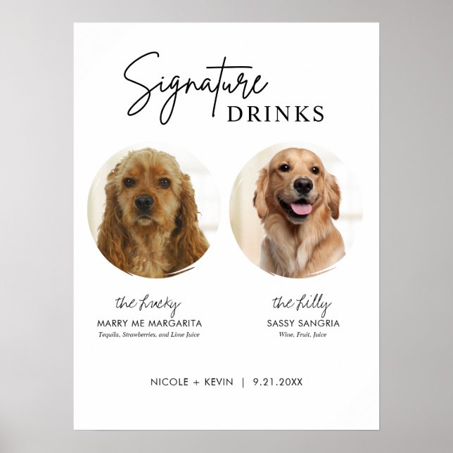 Poster Boisson Signée Chien Imprimable Panneau de Bar de  (Devant)