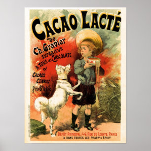 Poster Boisson vintage de chocolat chaud