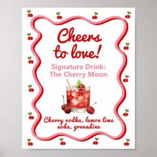 Poster Boissons à la Checerise Fête des mariées panneau