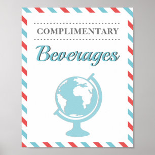 Poster Boissons breuvages rouge bleu voyage compagnie aér