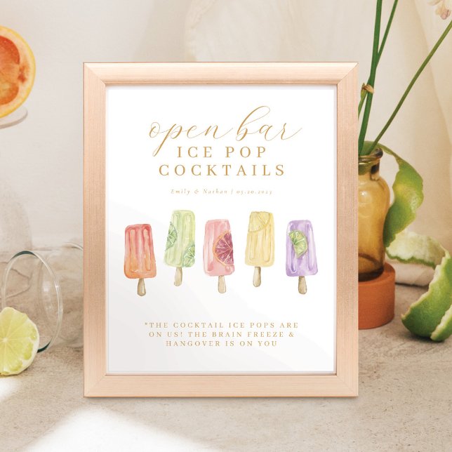 Poster Boissons Cocktails Glaces à l'eau Menu Aquarelle G (Créateur téléchargé)