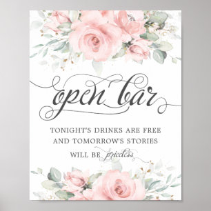 Poster Boissons de bar ouvert de mariage de verdure flora