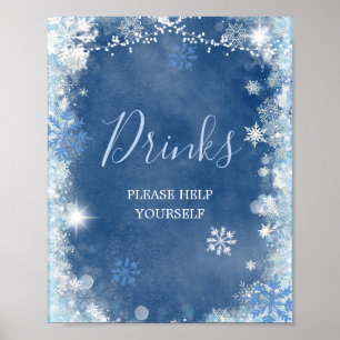 Poster Boissons de Fête de Mariage Flocon de Neige Hiver